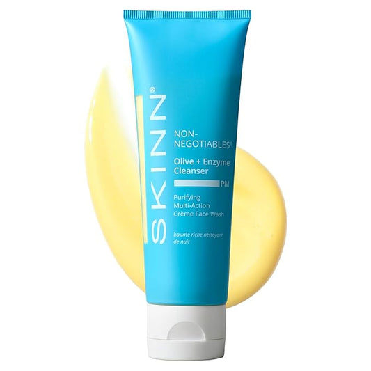 SKINN Daily Evening Face Wash, Multi-Action Cream, Olive & Enzyme Cleanser, 4oz - Facial Cream for Removing Makeup, Impurities & Dead Skin Cells-Velvo Beauty