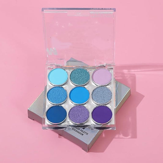 Mattew Eyeshadow Palette 9 Colors Cool Toned Matte Glitter Eyeshadow Palette (Color 03)-Velvo Beauty