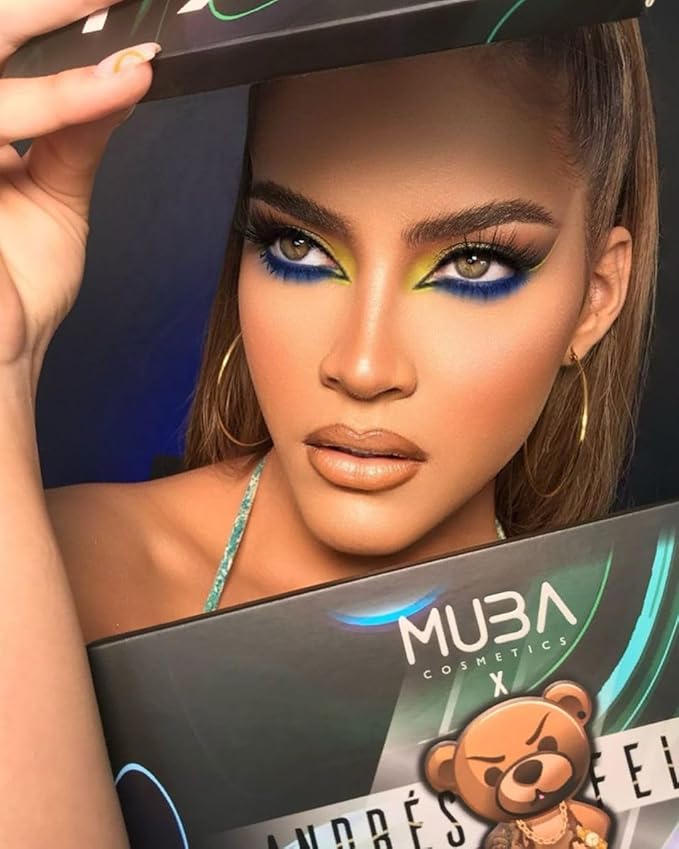 MUBA COSMETICS Andrés Felipe All in One Makeup Palette - Face Makeup Set with 12-Color Matte & Shimmer Eyeshadow Palette with Face Highlighter, Makeup Blush, Contour Powder-Velvo Beauty