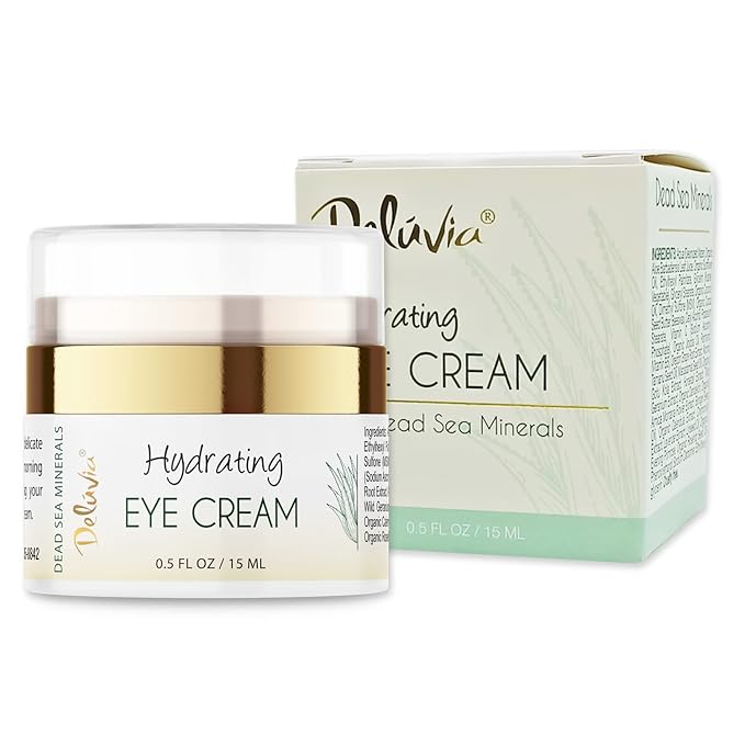 Deluvia Eye Cream Moisturizer, Under Eye and Around Eye Hydrating Eye Cream, Organic Aloe Vera, Vitamin E, Rosehip Seed Oil for Dry Skin and Wrinkles.(.5 Oz)-Velvo Beauty