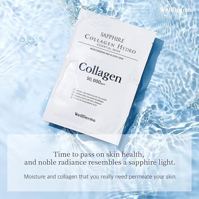 WELLDERMA Sapphire Collagen Hydro Essential Mask 10 Sheets Skin Soothing Calming-Velvo Beauty