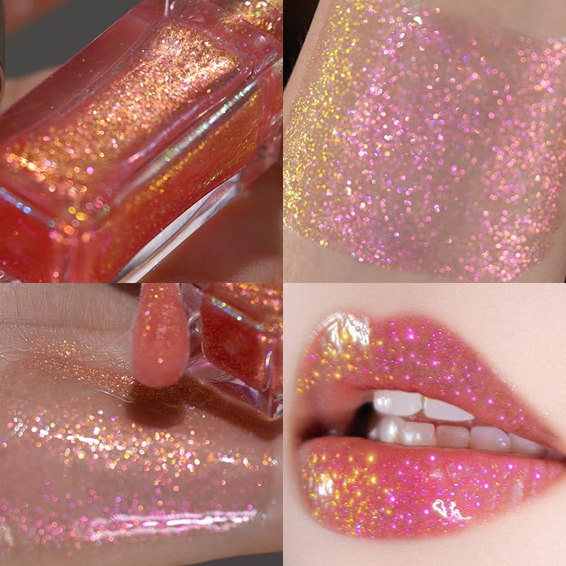 CHARMACY Aurora Chameleon Moisturizing Lip Gloss, MultiColor Shifting Shimmer Lip Gloss, Hydrating Non-Sticky Formula Glitter Lip Glaze, Easy to Apply, Long-Lasting, High-Shine Sheer Finish #06-Velvo Beauty