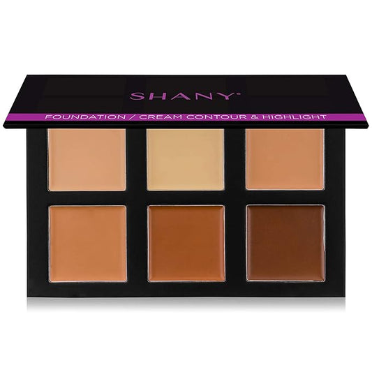 SHANY Foundation Cream Contour & Highlight Makeup Palette with Mirror - 6 Color Foundation Palette - FOUNDATION-Velvo Beauty