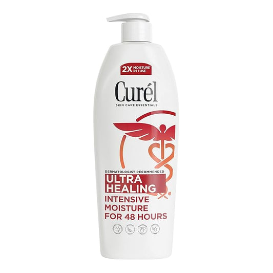 Curel Ultra Healing Intensive Fragrance-Free Lotion For Extra-Dry Skin, Dermatologist Recommended, Ideal for Sensitive Skin, Cruelty Free, Paraben Free, 20 Oz-Velvo Beauty