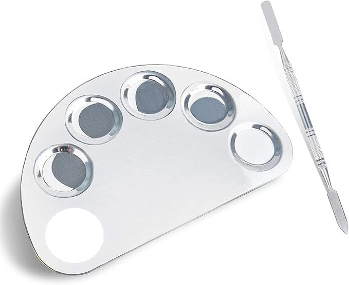Stainless Steel Colour Professional 5 Paint Wells Palettes with Lid (Set of 1, Silver)-Velvo Beauty