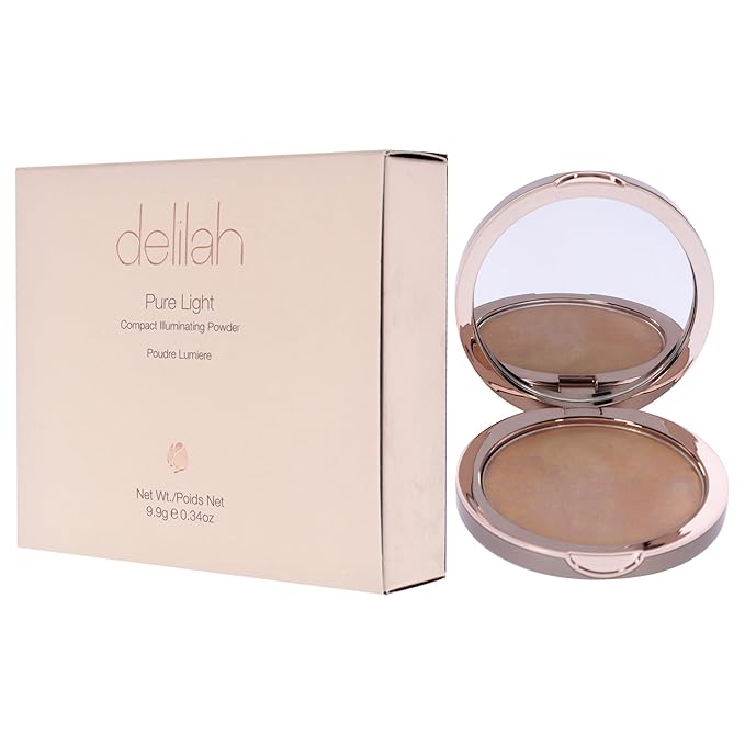 delilah - Pure Light Compact Illuminating Powder - Aura - Lightweight, Long Lasting, Loose Setting Powder Face Makeup For Brightening And Radiant Finish - Light Coverage - Vegan - Cruelty No-0.34 oz-Velvo Beauty