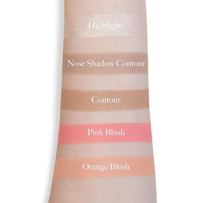 READY TO SHINE Snow Bright Contour Highlight Blush Makeup Palette - Smooth and Pigmented - Easy to Blend - Vegan and Cruelty Free - 5 Part Pressed Powder Makeup Kit - With Mirror For All Skin Types-Velvo Beauty