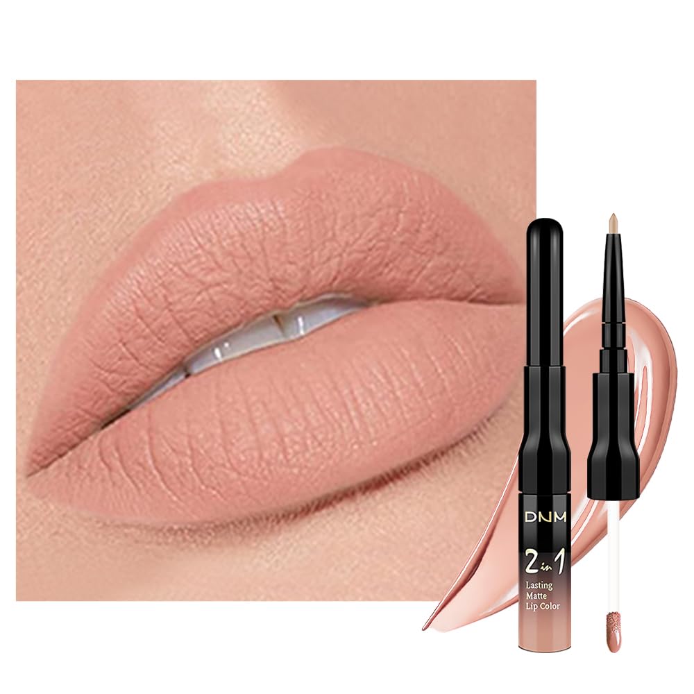 Kaely 2-in-1 Matte Lipstick and Lip Liner, Liquid Lip Stain Makeup for women Long Lasting Waterproof Smudge Proof, labiales matte mate larga duracion listip 24 hours originales, 56 Bright Nude-Velvo Beauty