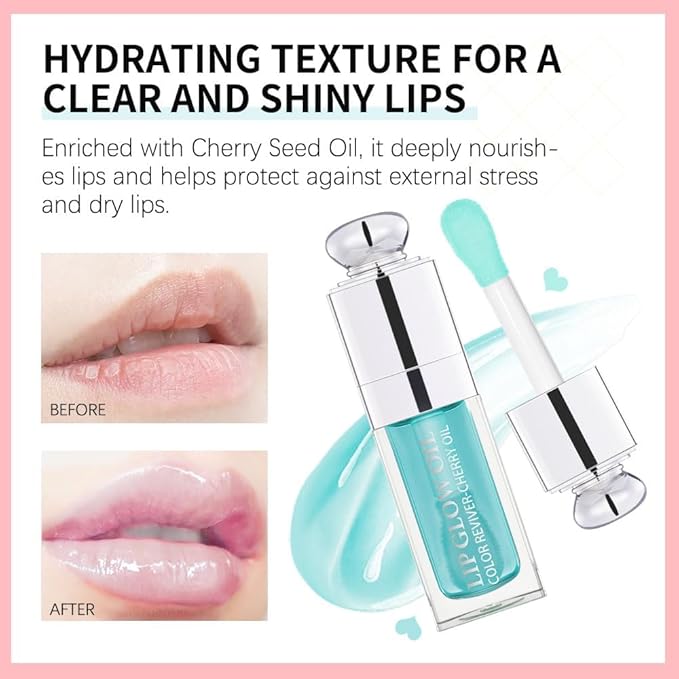 Hydrating Lip Glow Oil-Lip care oil- Lip Oil Tinted for Lip Care and Dry Lips-Prevents Dry Cracked-Non-sticky Big Brush Head-Lip Plumping -Lip Oil gloss tinted-008-Velvo Beauty