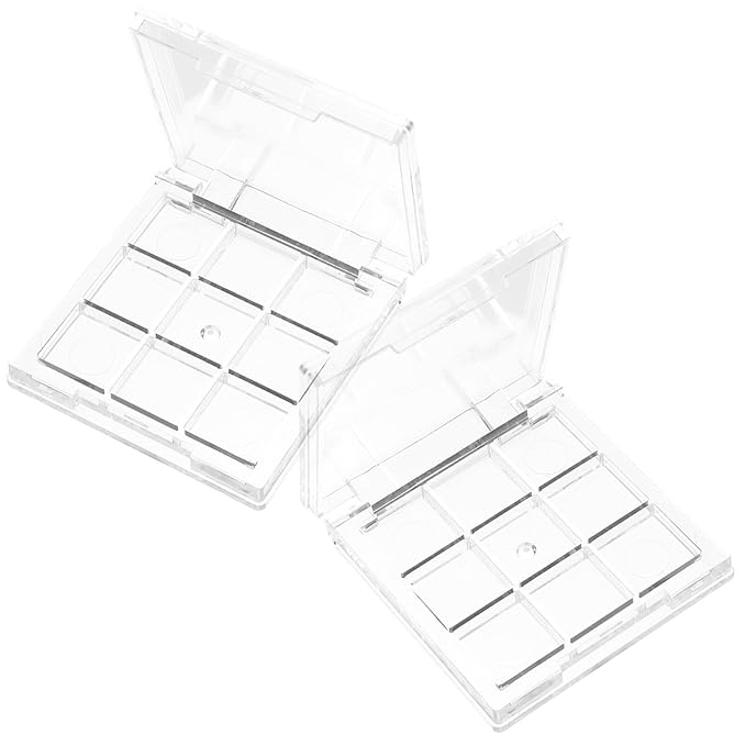 Healifty 2pcs Empty Lipstick Palette 9 Grids Diy Eyeshadow Powder Blush Lipstick Palette Empty Highlighters Container for Women-Velvo Beauty
