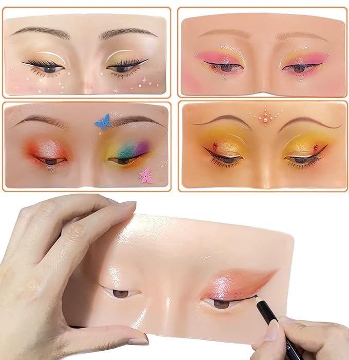 Makeup Practice Face Board, 3D Reusable Makeup Mannequin Face Eyeshadow Mannequin, Make up Practice Face with Makeup Kit for Professional Makeup Artists Students and Beginners to Practice Eyes Makeup-Velvo Beauty