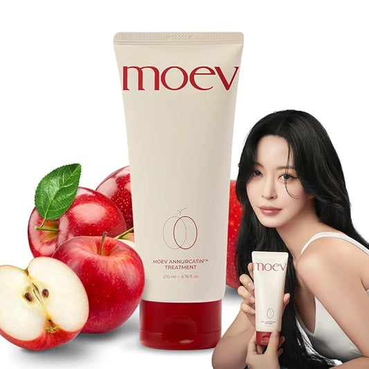 MOEV ANNURCATIN Hair Treatment Mask, Korean Wash-Off Hair Care Mask Apple Deep Damage Conditioner Sulfate-Free with Thickening Moisturizing for Damaged Thin Dry Hair, 6.76 fl.oz. (Apple & Freesia)-Velvo Beauty