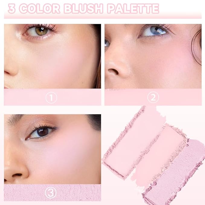 3 IN 1 Brown Nude Face Highlight Bronzer Powder Palette for Face Cheeks Contour Brightening, Buildable Matte Coverage Natural Makeup,Ultra Sculpt Nose Shadow Eyeshadow Primer-Pink-Velvo Beauty