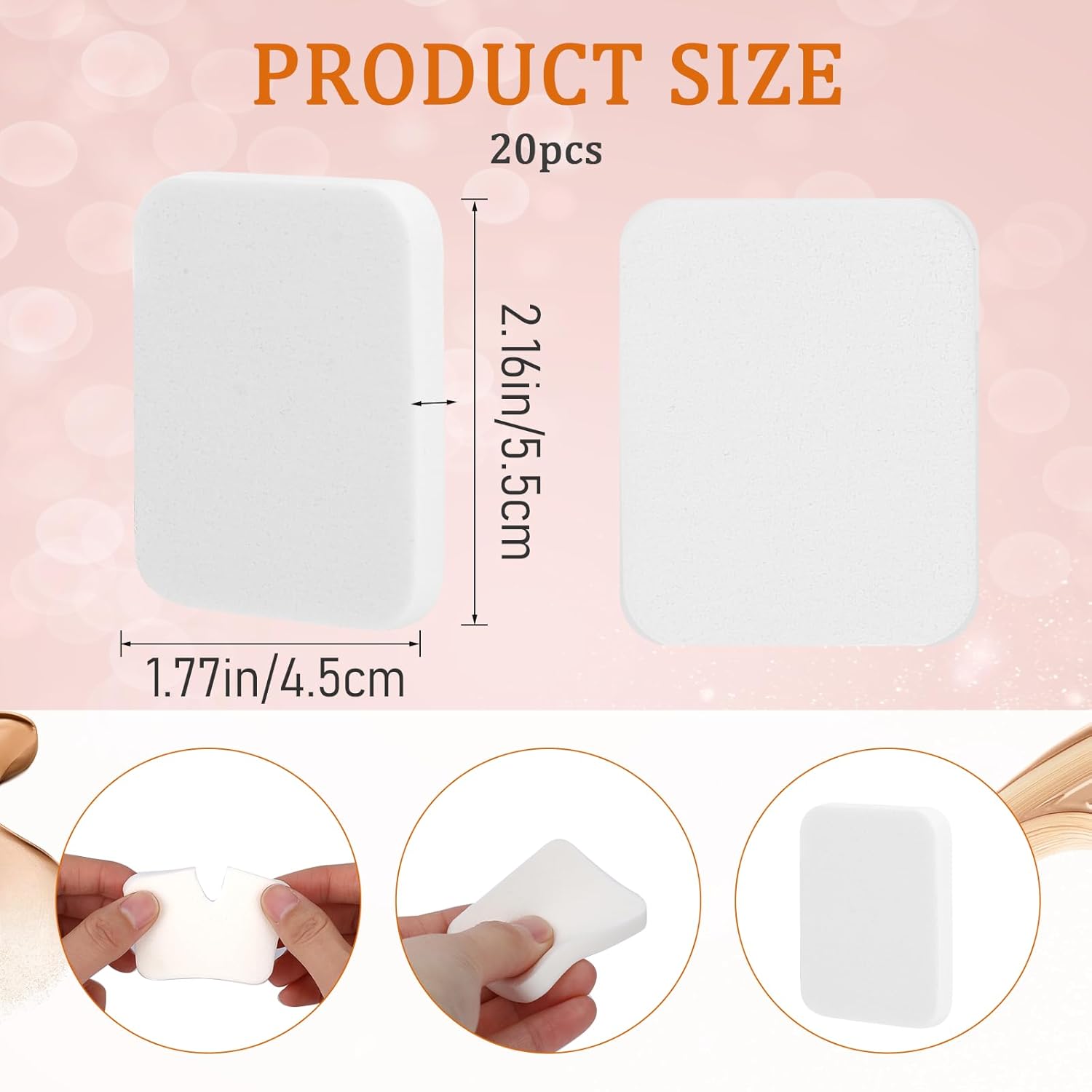 20Pcs White Makeup Cosmetic Sponge Square Make Up Facial Face Soft Sponge Cosmetic Puff Women Lady Beauty Makeup Foundation Powder Puff for All Skin Types Wet and Dry Dual Use-Velvo Beauty