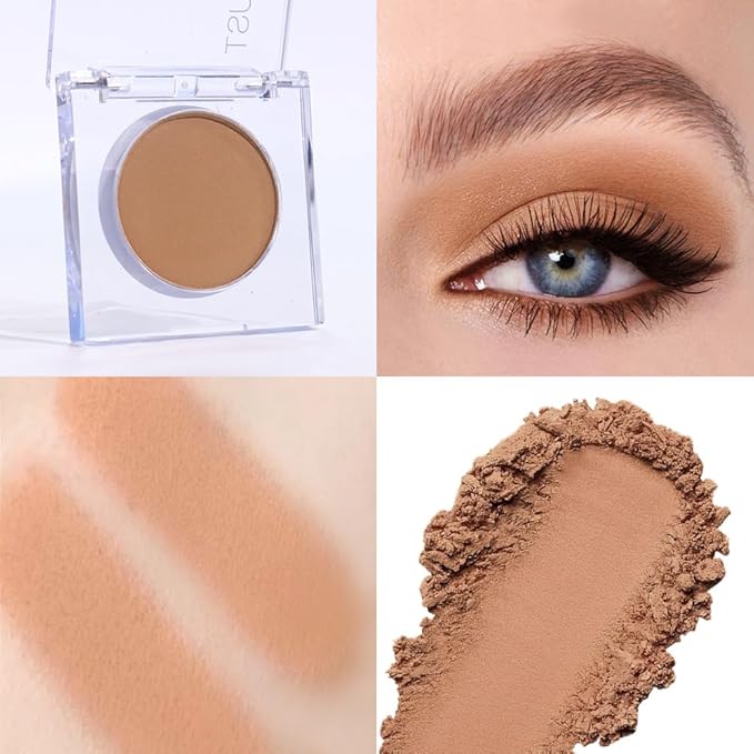 Monochrome Pressed Eyeshadow, Waterproof Neutral Powde Mini Eyeshadow, sombras para ojos, Talc, Paraben & Cruelty Free (H08#Matte Brown)-Velvo Beauty