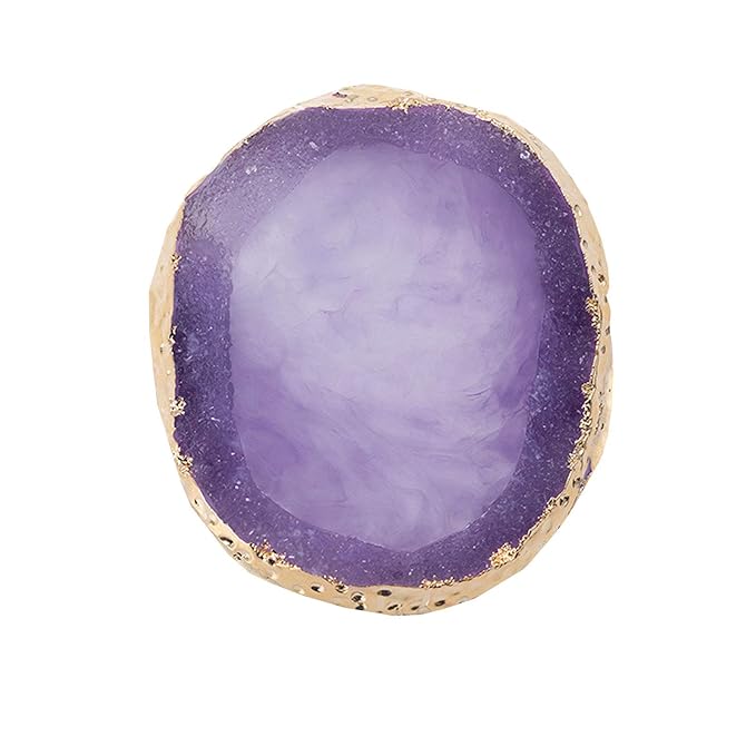 MISUD Resin Nail Art Palette, Golden Edge Paint Drawing Color Palette, Agate Nail Palette Manicure Nail DIY Tool (Purple)-Velvo Beauty