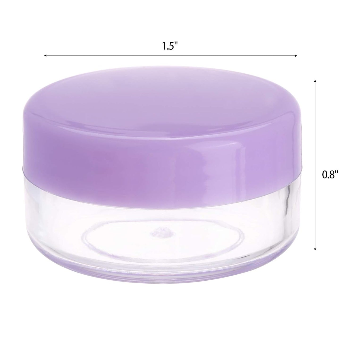 Refillable Cosmetic Sample Jars - 100 Pack 10g (0.35oz) Purple Small Travel Containers with Lids + 10 Mini Makeup Spatulas - BPA Free-Velvo Beauty