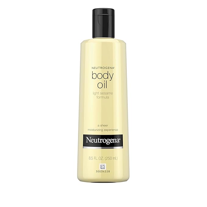 Neutrogena Body Oil Light Sesame Formula, 8.5 fl oz, Radiant Glow Moisturizer for Dry Skin, Bath & Shower Oil For Smooth and Hydrated Skin-Velvo Beauty