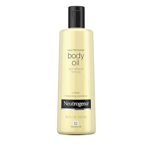 Neutrogena Body Oil Light Sesame Formula, 8.5 fl oz, Radiant Glow Moisturizer for Dry Skin, Bath & Shower Oil For Smooth and Hydrated Skin-Velvo Beauty
