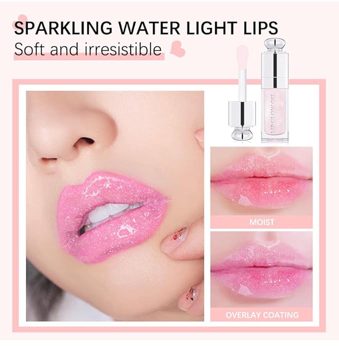 Hydrating Lip Glow Oil-Lip care oil- Lip Oil Tinted for Lip Care and Dry Lips-Prevents Dry Cracked-Non-sticky Big Brush Head-Lip Plumping -Lip Oil gloss tinted-008-Velvo Beauty