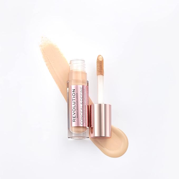 Makeup Revolution Conceal and Define Concealer, Full Coverage & Matte Finish, C5.5 for Fair/Light Skin Tones, Vegan & Cruelty-Free, 0.7 Fl Oz-Velvo Beauty