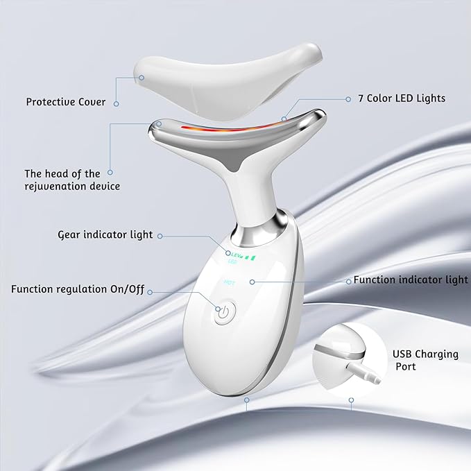Facial Massager, Red-Light-Therapy-for-Face and Neck, Red Light Therapy Wand, 7 Color Led Face Neck Sculpting Tool for Skin Care-Velvo Beauty