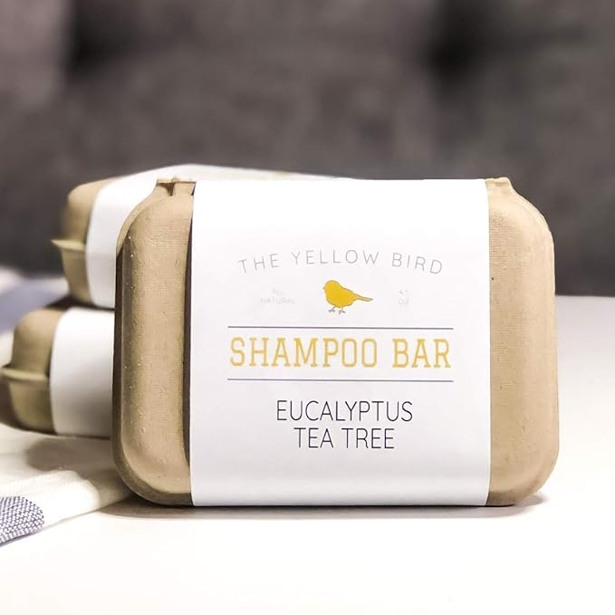 The Yellow Bird Eucalyptus Tea Tree Shampoo Bar. All Natural & Organic Ingredients. Sulfate Free, Detergent Free, Color Safe, and Silicone Free. Vegan, Plastic Free, Zero Waste Shampoo Soap-Velvo Beauty
