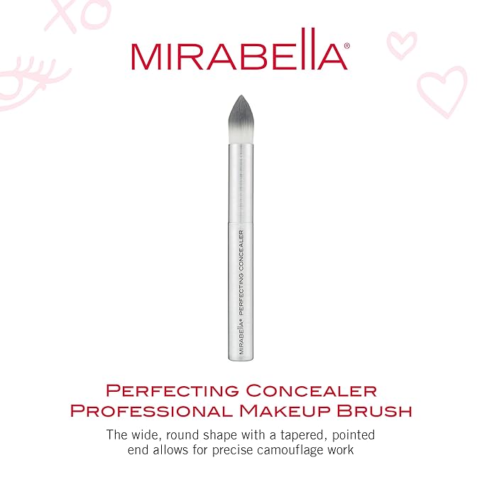 Mirabella Perfecting Concealer Brush, Premium Professional Makeup Brush Collection, Cruelty-Free Synthetic Bristle Brush, Hand-Sculpted Brushed Aluminum Handle, Luxury Blending Brush for Makeup-Velvo Beauty