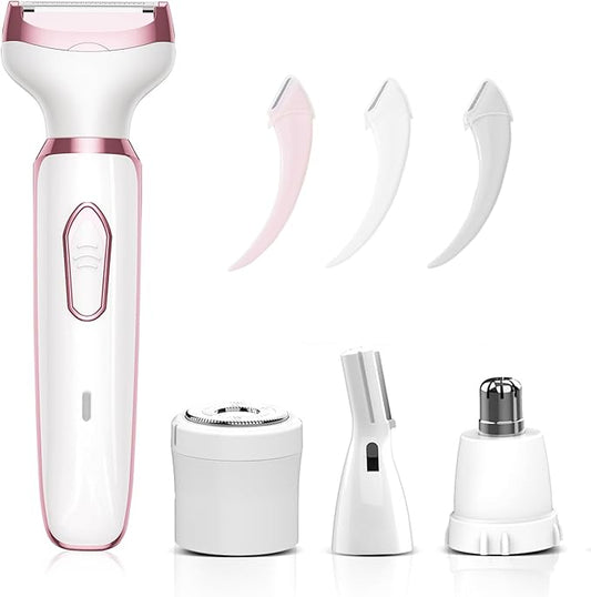 Electric Razors for Women, 4 in 1 Electric Women Shaver, Face Shavers Eyebrow Legs Armpit Bikini Area Pubic Underarms, Painless Facial Hair Removal Ladies Body Razors Set-Velvo Beauty