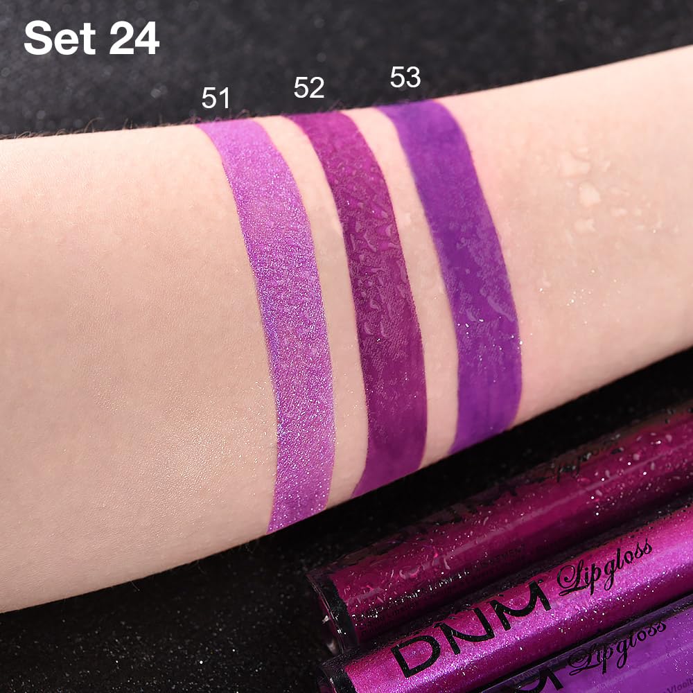 evpct 3Pcs Violet Purple Crystal Metallic Shimmer Glitter Matte Liquid Lipstick Lip Stain Sets for Women Matte+Lipstick Long Lasting Waterproof Permanent 24 Hours Magic Lipstick 24 Hours original-Velvo Beauty