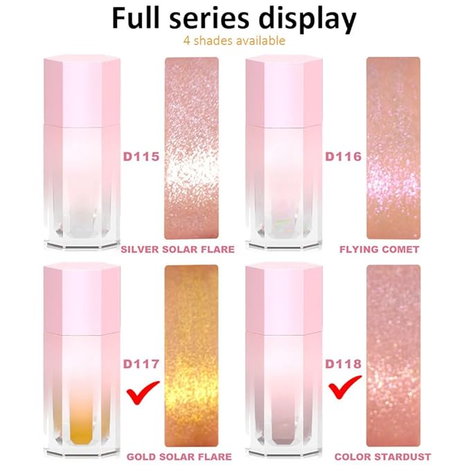evpct Light Liquid Face Highlighter Makeup Waterproof Long Lasting Mermaid Pink Rose Gold Glimmer Glow Sparkly Glitter Body Shimmer Oil Liquid Luminizer Stick Highlight Illuminator for Face Body Cheek-Velvo Beauty