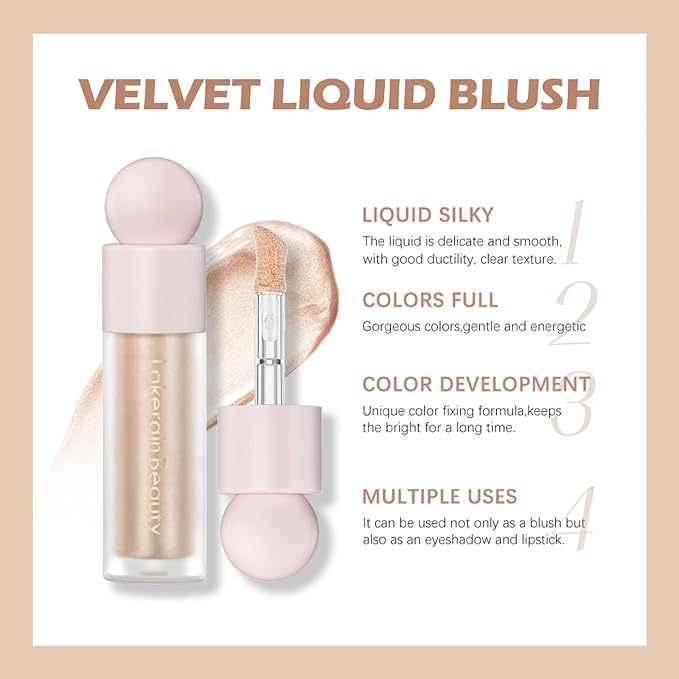 Erinde Liquid Highlighter Makeup, Face Highlighter Bronzer Makeup Stick, Natural Glossy Finish, Lightweight Blendable Silky Smooth Cream Face Illuminator Makeup, Cruelty-free, 02# STARLIGHT-Velvo Beauty