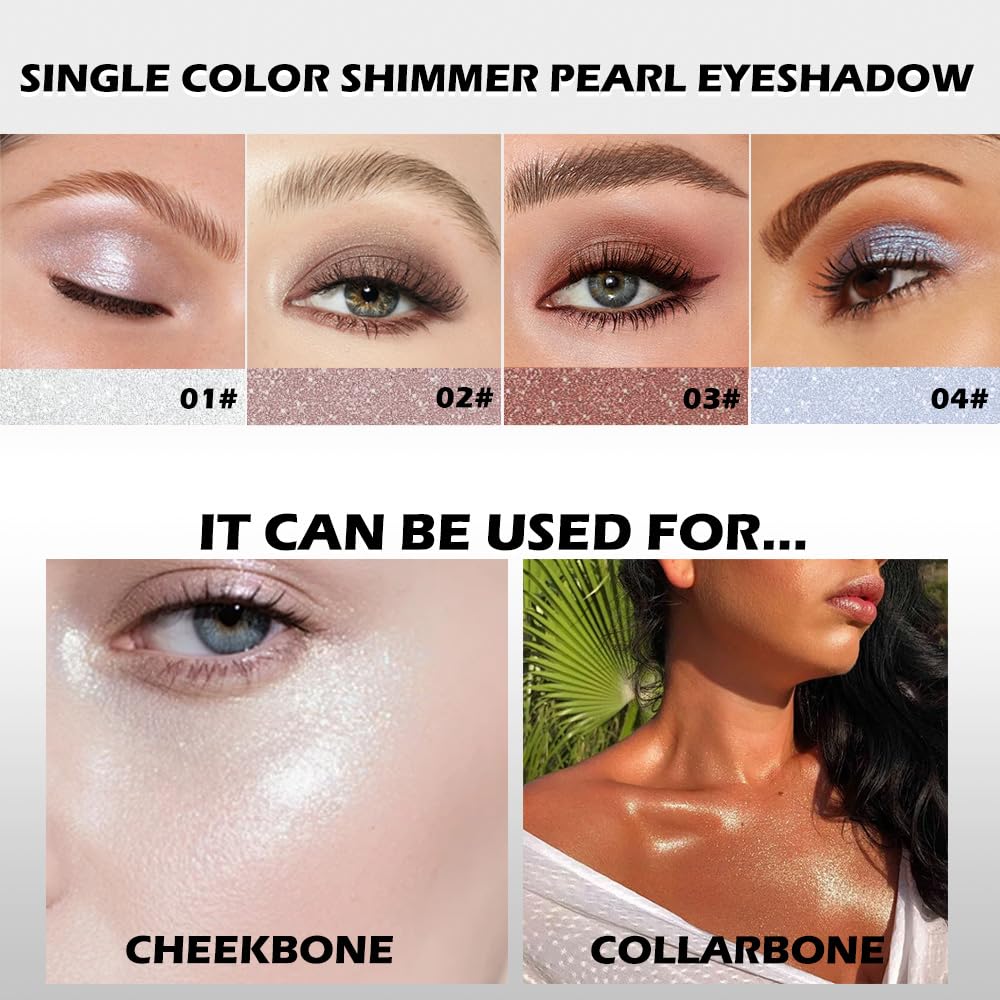 Pearl White Shimmer Single Eye Shadow Palette Makeup with Mirror,eutral Powder Monochrome Eyeshadow for Older Women,Waterproof Long Lasting Naturing-Looking sombras para ojos-Velvo Beauty