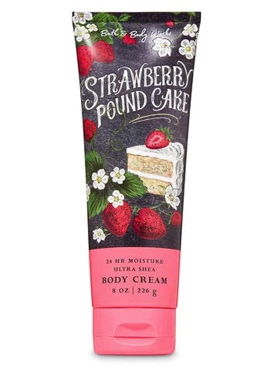 Bath and Body Works Strawberry Pound Cake Body Cream 8 Ounce Full Size-Velvo Beauty
