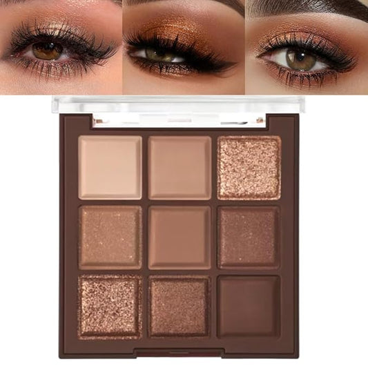 Neutral Brown Eye Shadow palette- Rose Gold Dark Brown Eyeshadow Palette Colorful 9 Colors, Matte Shimmer Highly Pigmented Nude Eyeshadow Palette Makeup Naturing-Looking Long Lasting2-Velvo Beauty