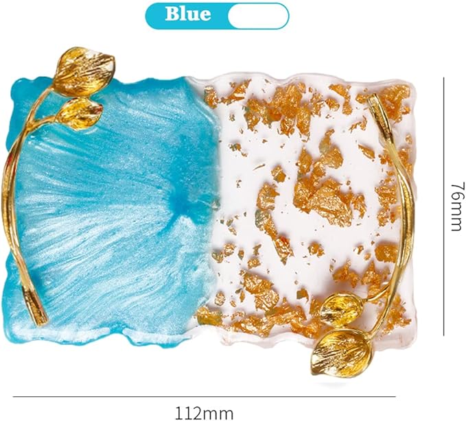 2023 Retro Nail Art Palette, Nail Painting Mixed Color Palette with Leaves Handle, Nail Holder Gel Color Makeup Display Board Pallet (Blue)-Velvo Beauty