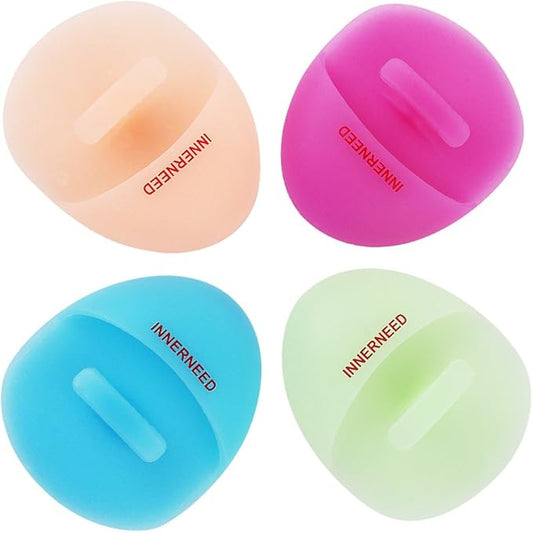 INNERNEED Super Soft Silicone Face Cleanser and Massager Brush Manual Facial Cleansing Scrubber Handheld Wash Pad for Sensitive, Delicate, Dry Skin (Pack of 4)-Velvo Beauty