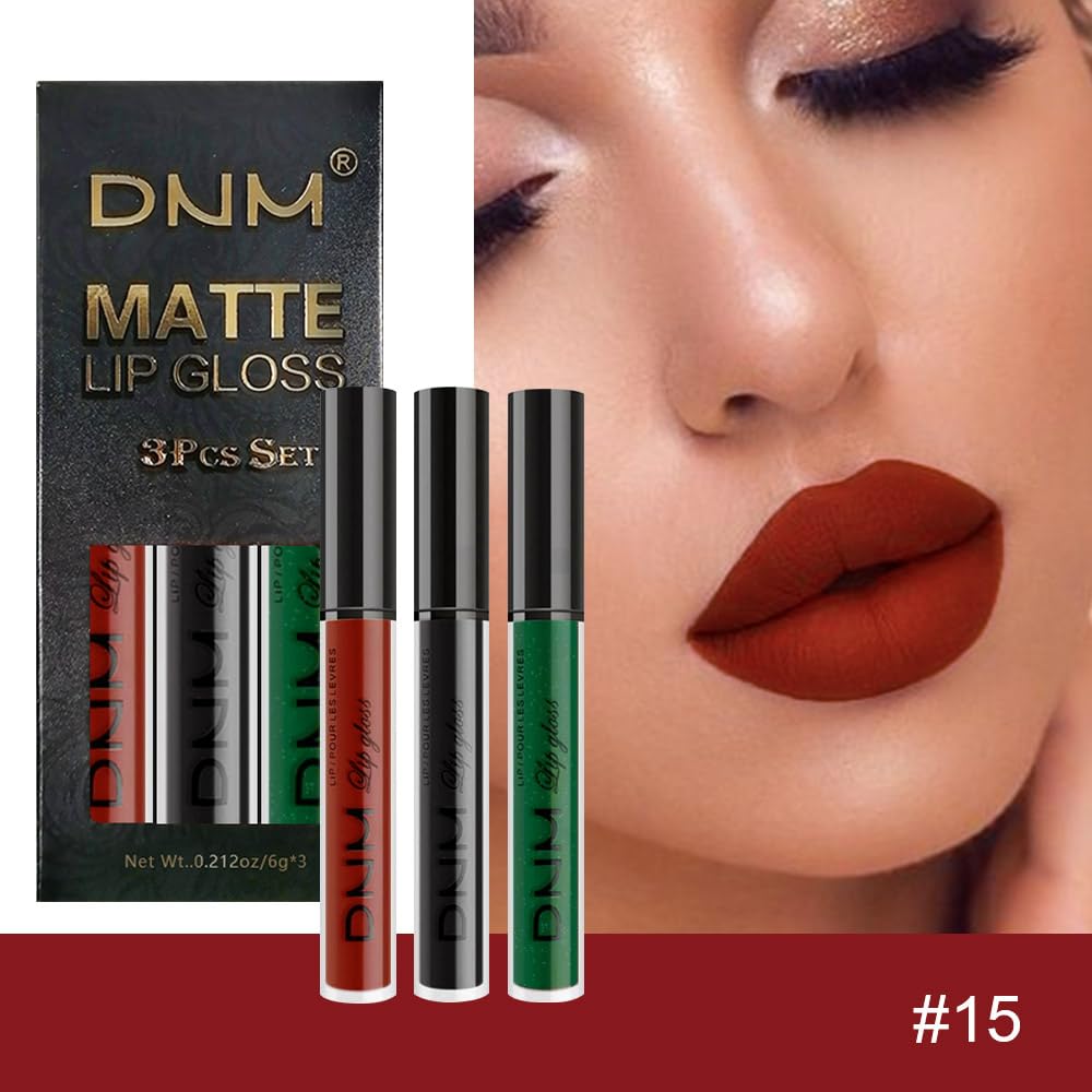 evpct 3Pcs Dark Black Emerald Green Red Matte Liquid Lipstick Lip Stain Sets for Women Matte+Lipstick Long Lasting 24 hr Hours Magic Lipstick 24 Hours original Waterproof 20#-Velvo Beauty