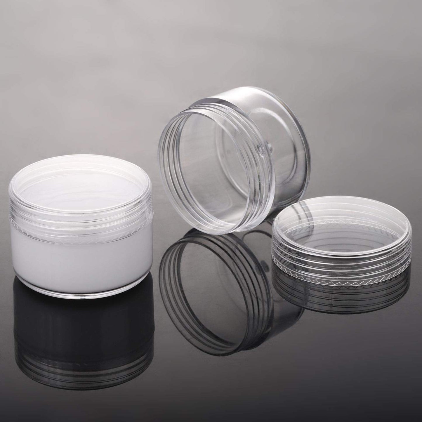 100 Count Refillable Sample Containers with Lids Cosmetic Jars 15 Gram Empty Cream Jars Leak Proof Makeup Containers for Traveling - Clear-Velvo Beauty