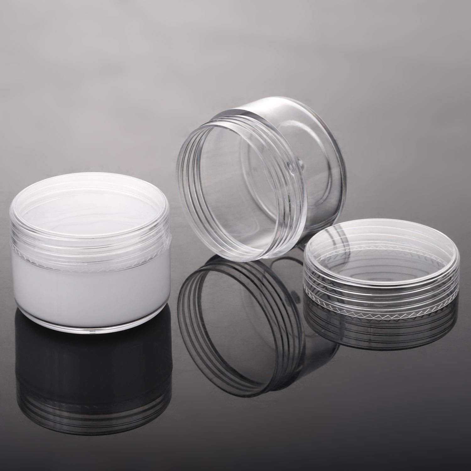 100 Count Refillable Sample Containers with Lids Cosmetic Jars 15 Gram Empty Cream Jars Leak Proof Makeup Containers for Traveling - Clear-Velvo Beauty