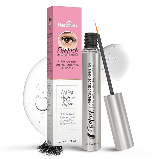 Herbishh Eyelash Enhancing Nourishing Serum for Longer, Thicker Lashes, Safe for Lash Extensions, Fragrance-Free Lash Serum, Sulfate-Free, Travel-Friendly, 0.135 fl. oz-Velvo Beauty