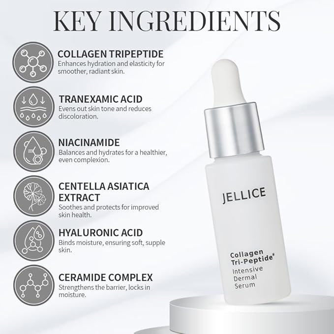 Intensive Dermal Collagen Tripeptides Serum for Face - Collagen Serum for Women with All Skin Types - Enhanced Hydration & Nourishment - Japanese Cosmetics - 1.01 fl oz-Velvo Beauty
