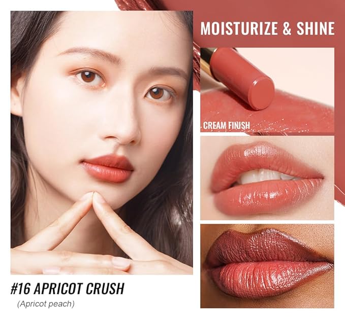 Oulac Moisturizing Shine Lipstick Red for Women - 2 in 1 Glossy Red Tinted Lip Balm, Hydrating Summer Lipstick for Dry Lips,Shine Juicy Finish Vegan 2.2g/0.07oz (16)-Velvo Beauty