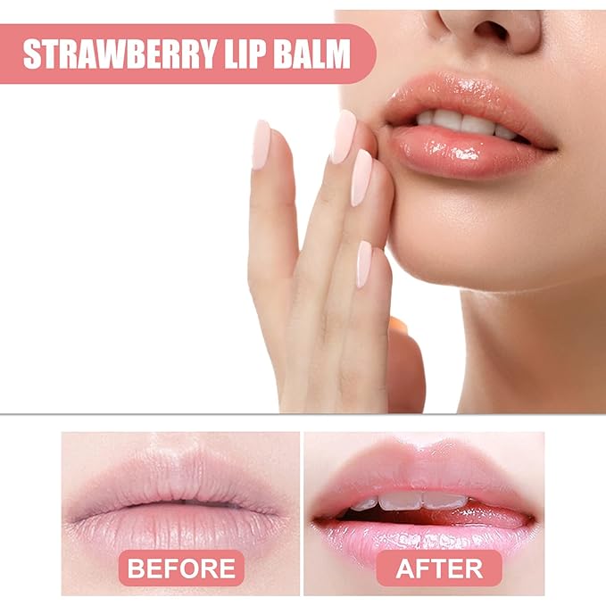 Honey Lip Balm Pot, Propolis Lip Mask, Strawberry Hydrating Propolis Lip Sleeping Mask, Prevent Dry&Cracked, Lip Repair Nourishes the Lip Skin (4pcs Strawberry)-Velvo Beauty