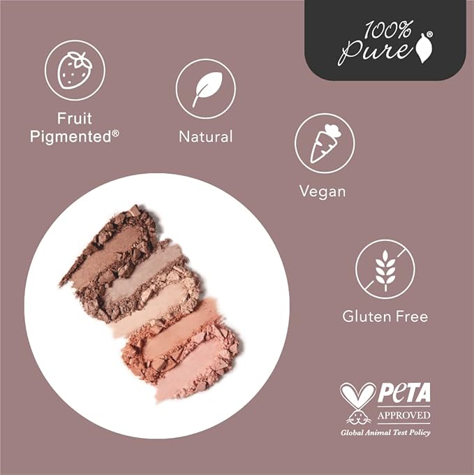 100% PURE Pretty Naked Makeup Palette All in One Compact 3 Eyeshadow, Blush, Face Highlighter, Fruit Pigmented Natural Nude, Neutral Looks for All Skin Types - Vegan (Soft, Neutral Tones)-Velvo Beauty
