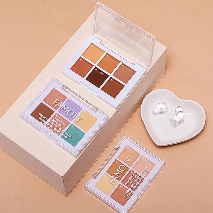 6 Color Correcting Concealer Palette With Concealer Brush, Tattoo Concealer, Cream Contouring Makeup Kit, Corrects Dark Circles Red Marks Scars Light Mediumor creamy concealer A3-Velvo Beauty