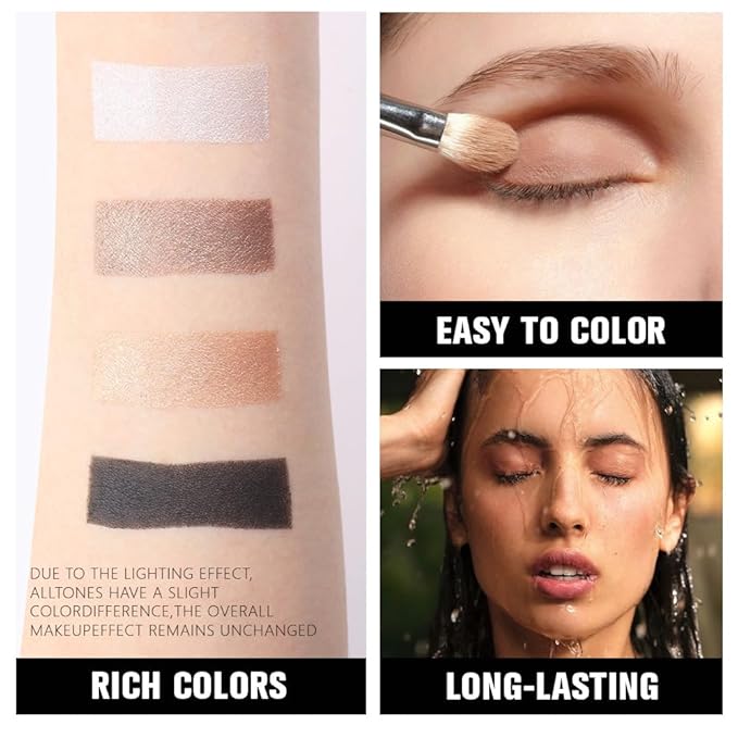 evpct Eyeshadow Quad Palette, Moonlit, Silver Taupe Broneze Gold Black Glitter Shimmer Metallic Matte High Pigment Mini Eye Shadow Palette Makeup for older Women, Smudge Proof, Vegan Cruelty-free-Velvo Beauty