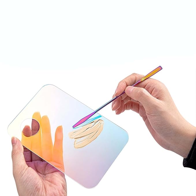 Pink Cosmetic Makeup Palette, Nail Art Palette with Spatula, DIY Makeup Mixing Palette, Beauty Salon Color Cream Mixing Palette, Nail Art Painting Mixed, Makeup Display Board Beauty and Personal Care-Velvo Beauty