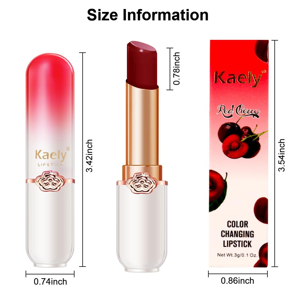 Kaely 2Pcs Hydrating Honey Lipstick Tinted Lip Balm, Black Red Cherry Color Changing PH Lipstick Makeup, Korean Magic Lip Stain Long Lasting Waterproof, labiales magicos 24 horas originales-Velvo Beauty