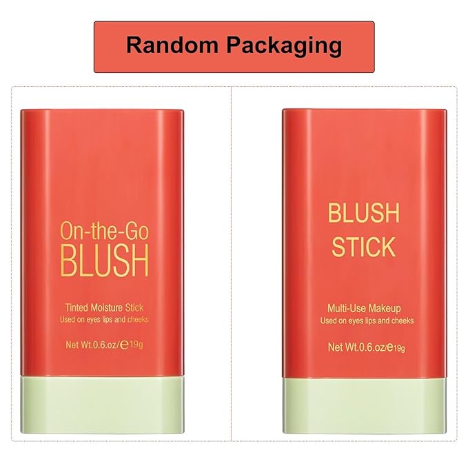 Multi-Use Makeup Blush Stick,Beauty Solid Moisturizer Stick,Waterproof Natural Nude Makeup,Tinted Solid Moisturizer Stick for Eyes Lips Cheek(3#coral orange)-Velvo Beauty